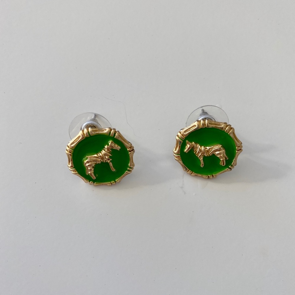 Fornash Green and Gold Zebra Earrings